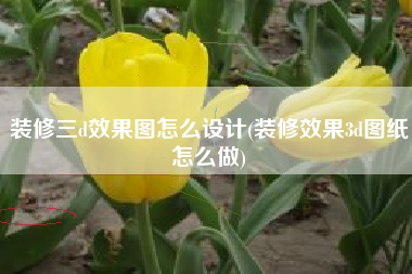 装修三d效果图怎么设计(装修效果3d图纸怎么做)